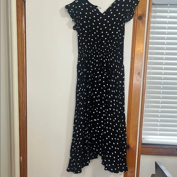 Justice Girls short sleeves Maxi Dress Black with white Polka Dots size 14 - Picture 6 of 13